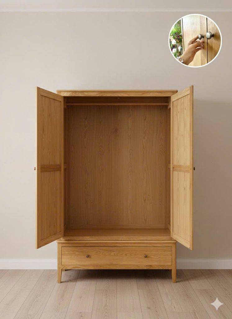 Tủ áo gỗ sồi mỹ ngang 1.4m #9068