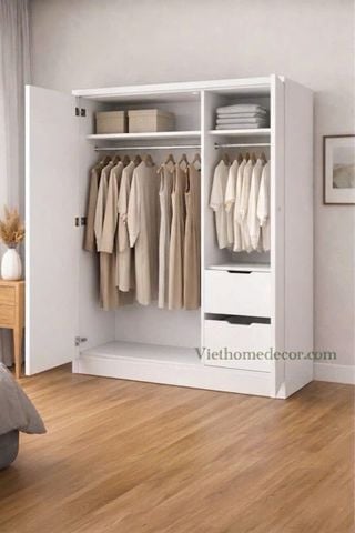 Tủ áo trắng 3 cánh #9080WHI