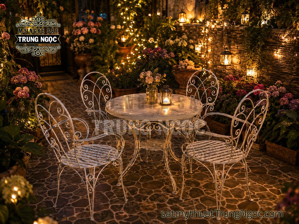 bộ bàn ghế sắt nghệ thuật