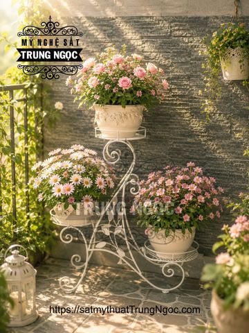 kệ trưng hoa sắt nghệ thuật
