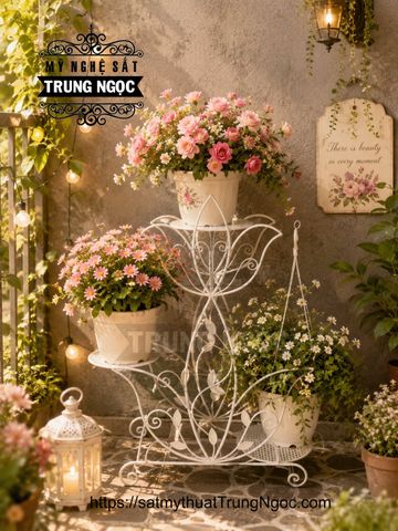 kệ trưng hoa sắt nghệ thuật