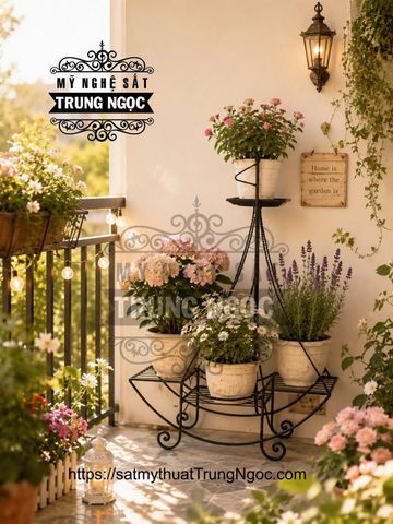 kệ trưng hoa sắt nghệ thuật
