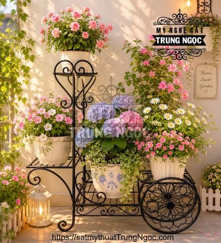 kệ trưng hoa sắt nghệ thuật