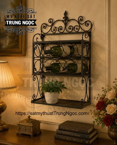 kệ rượu sắt nghệ thuật