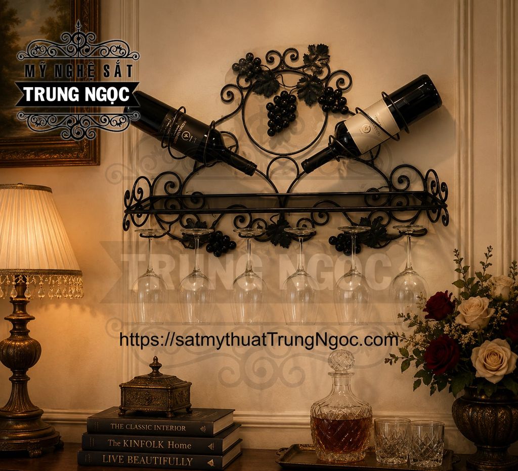 kệ rượu sắt nghệ thuật