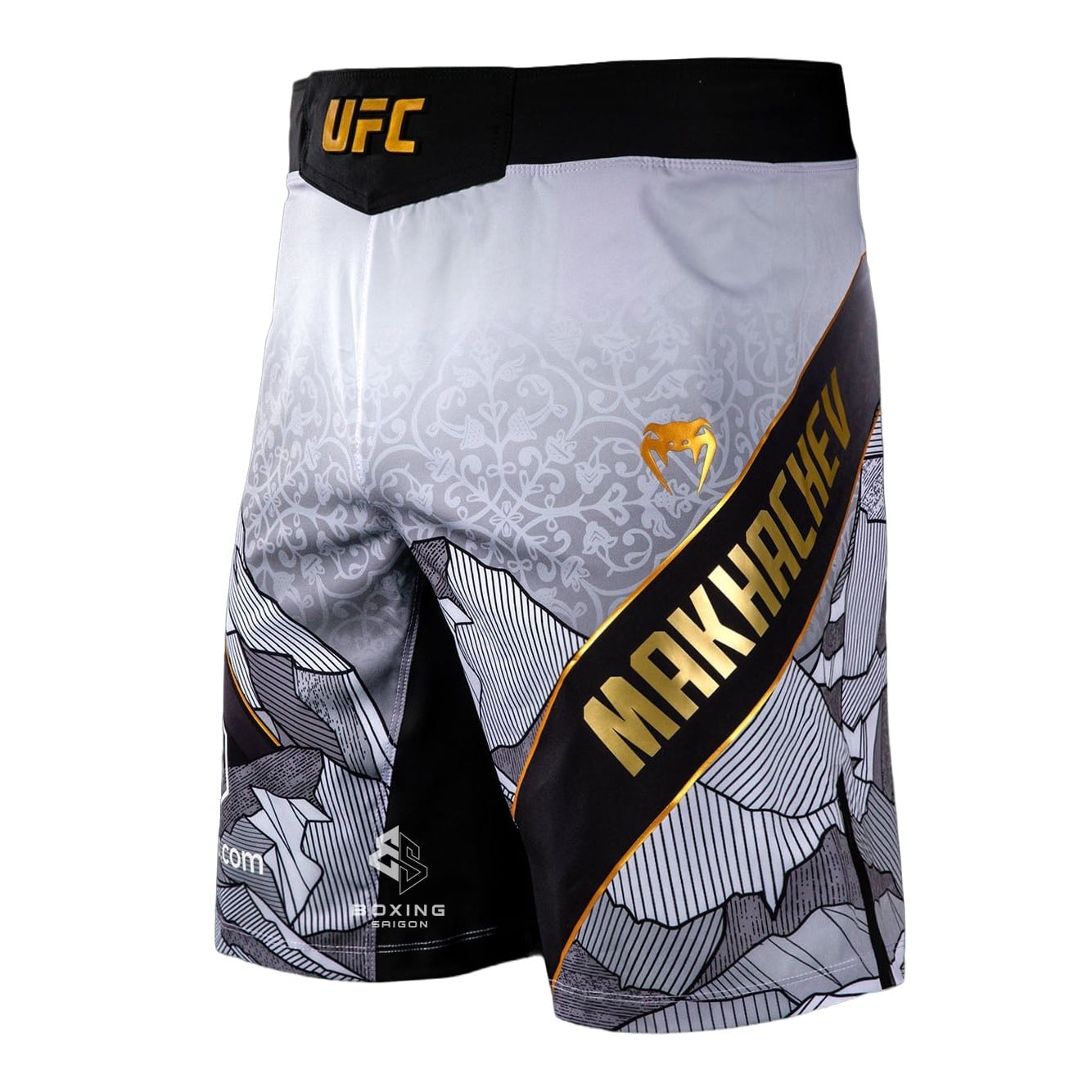 Quần UFC Unrivaled by Venum White Islam Makhachev Long Fit Fight Short