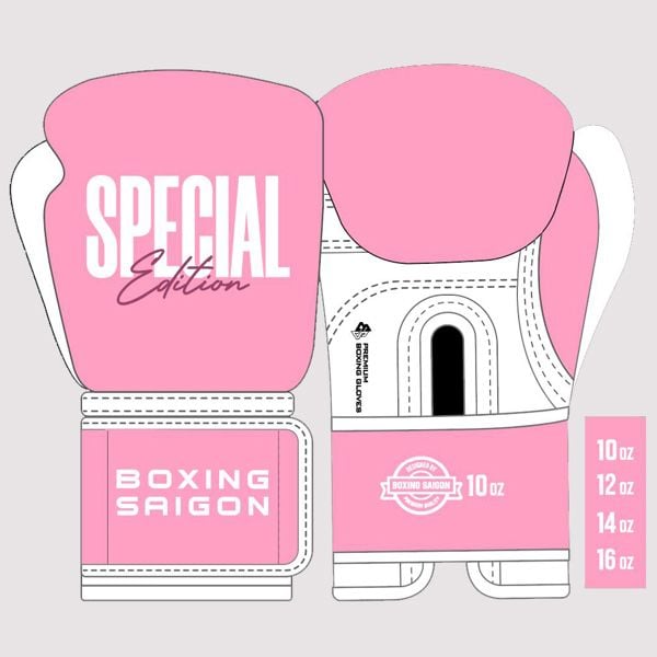 Găng Tay Boxing Saigon Special Edition Gloves - Pink/White