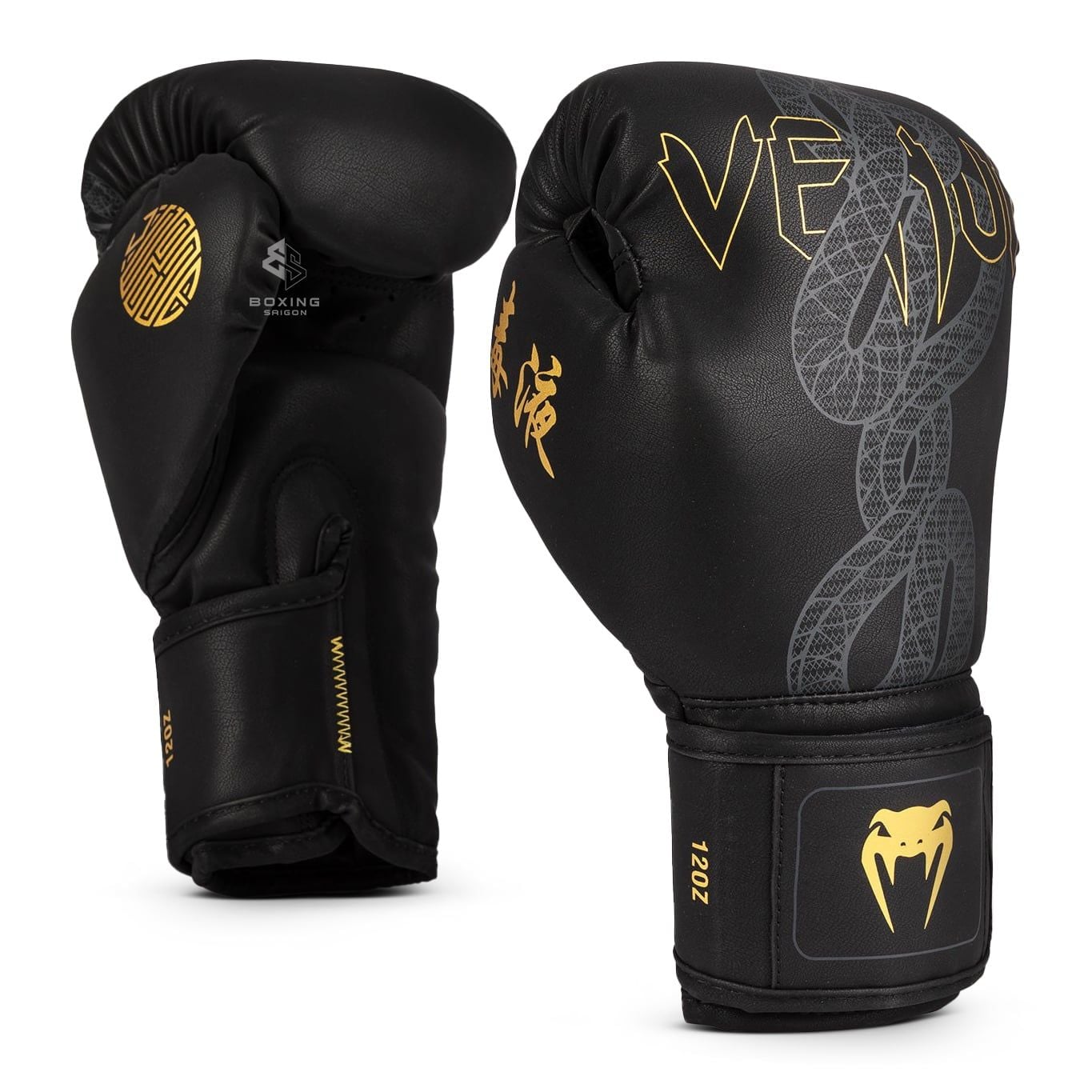 Găng Tay Venum Serpenti Boxing Gloves - Black/Silver/Gold