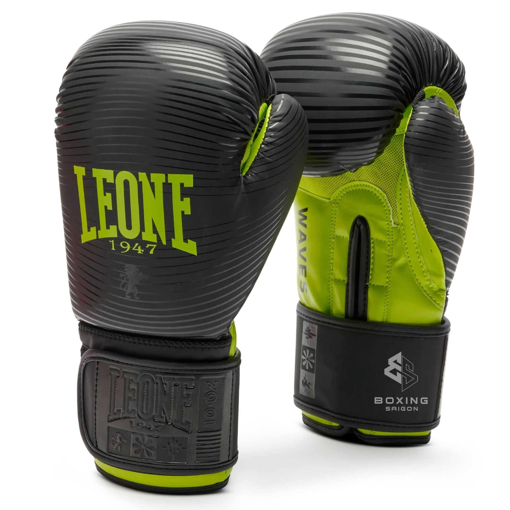 Găng Tay Leone Waves Boxing Gloves - Black/Green
