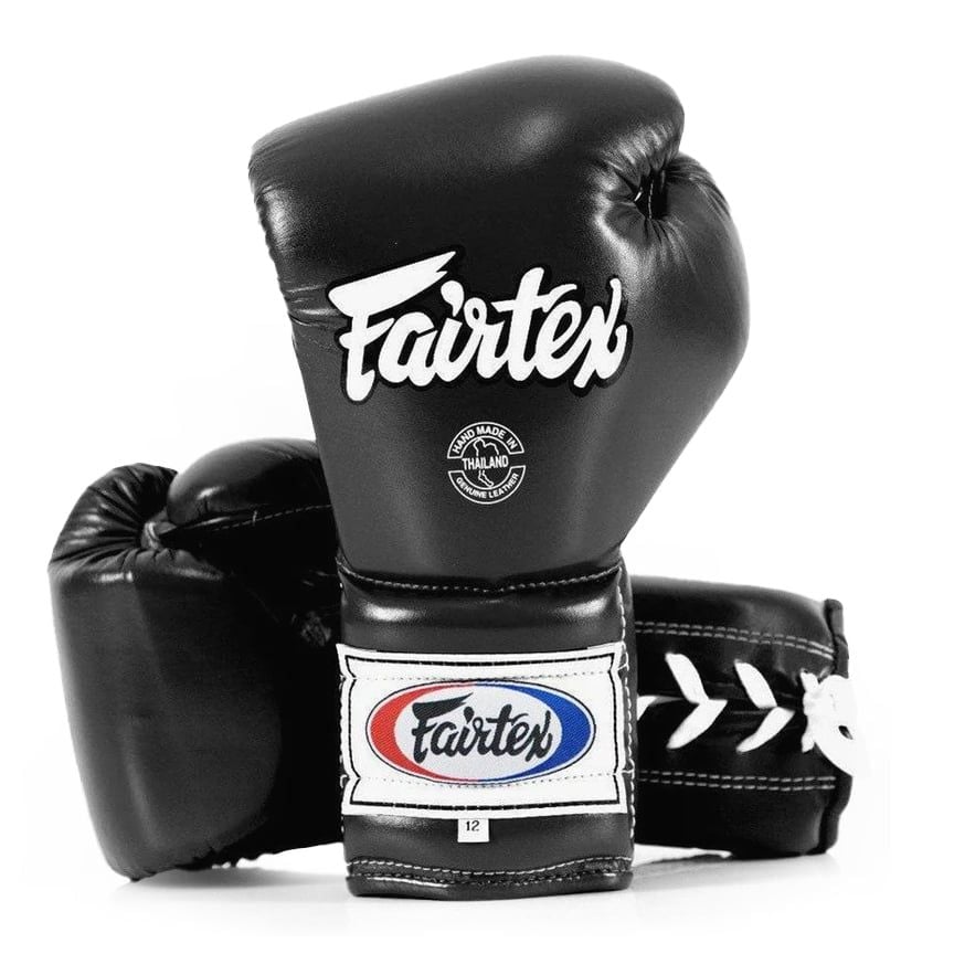 Găng Tay Fairtex BGL7 Pro Training Gloves Mexican Style Lace Up - Black