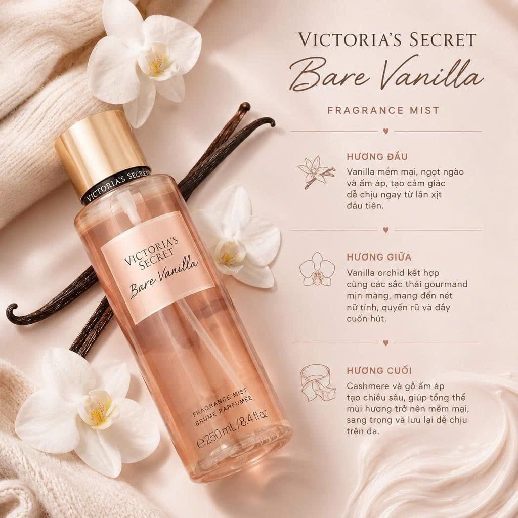 Xịt Thơm Toàn Thân Victoria's Secret Bare Vanilla 250ML