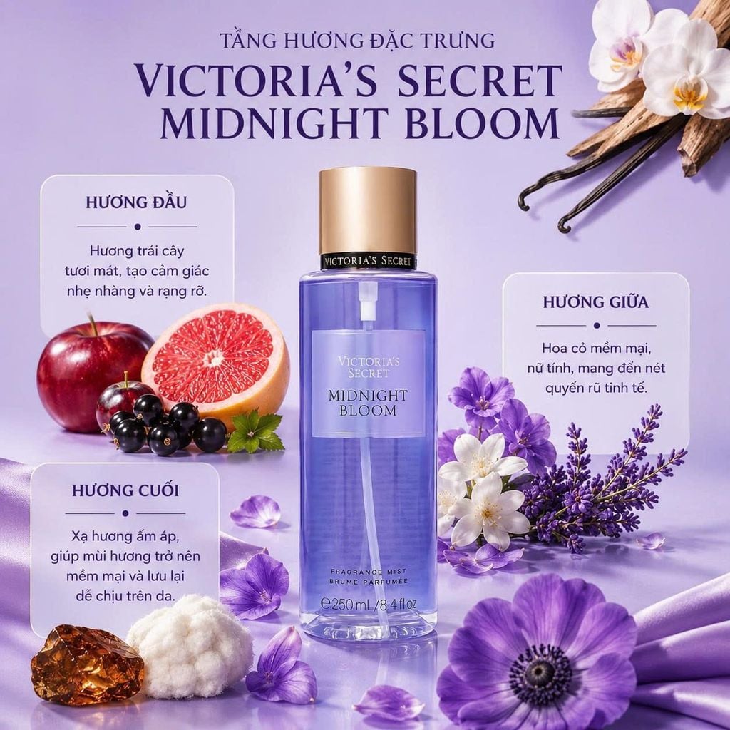 Xịt Thơm Toàn Thân Victoria's Secret Midnight Bloom 250ML
