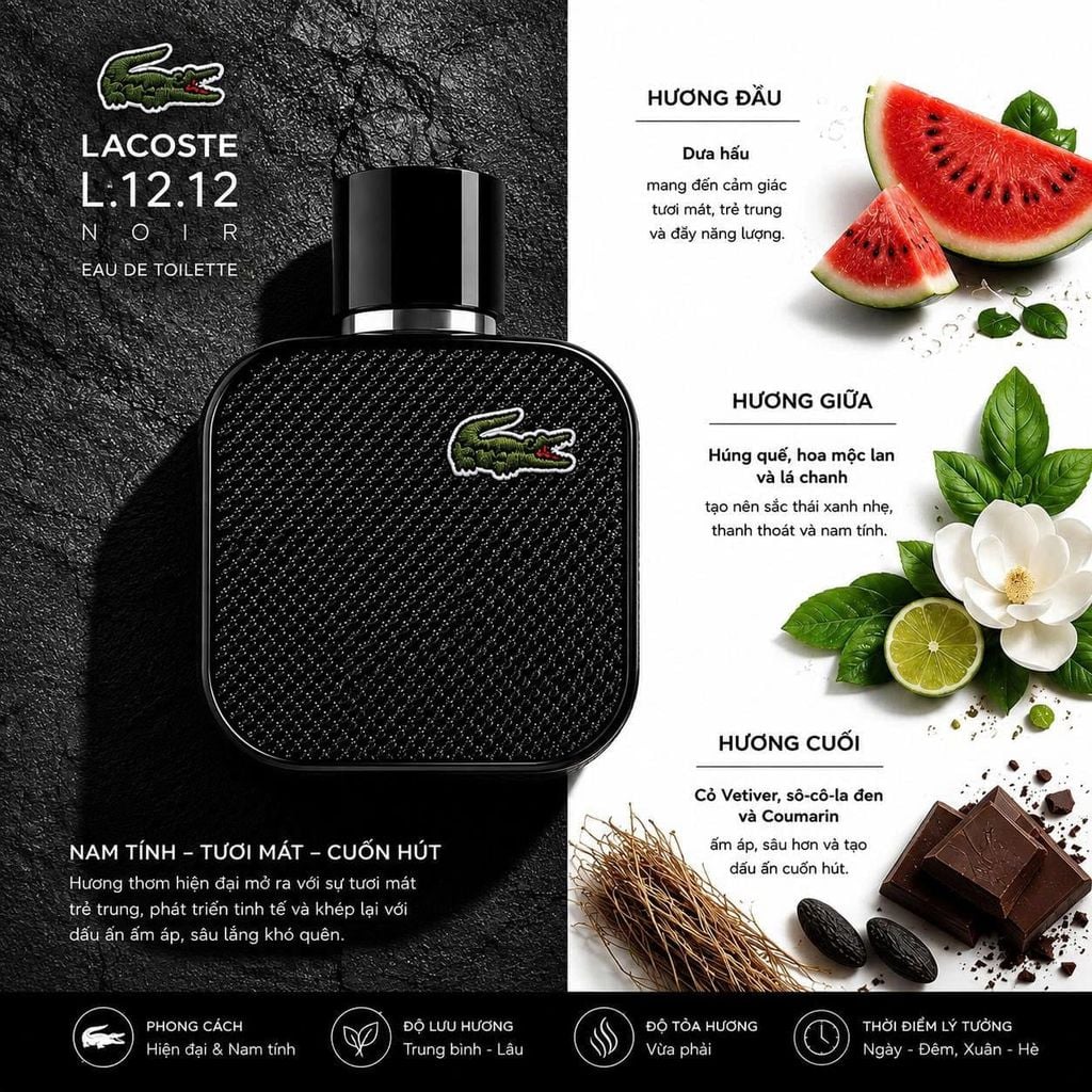 Nước Hoa Lacoste L.12.12 Black (Noir) EDT 100ML