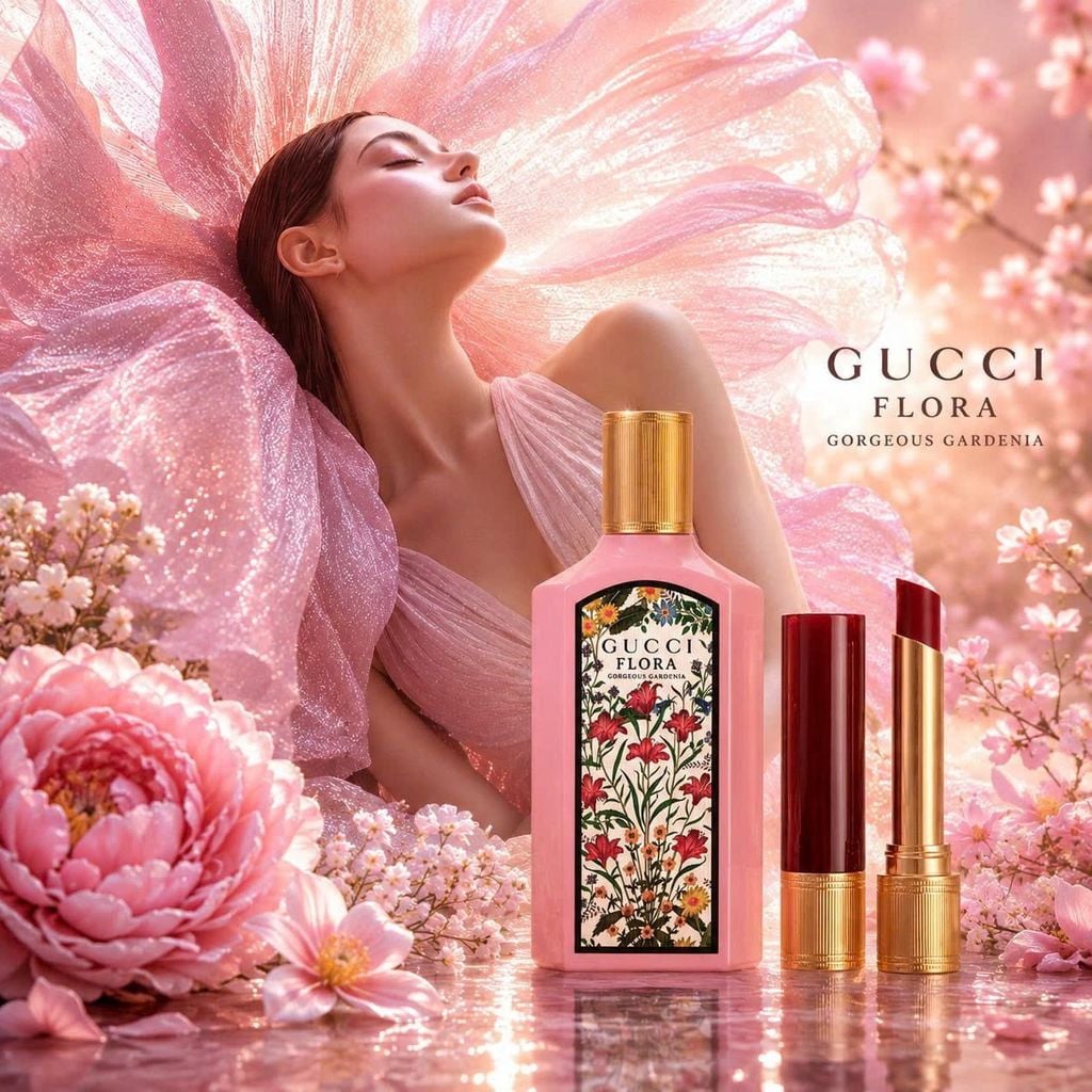 Set Gucci Flora Gorgeous Gardenia EDP 100ML + Son Gucci 509