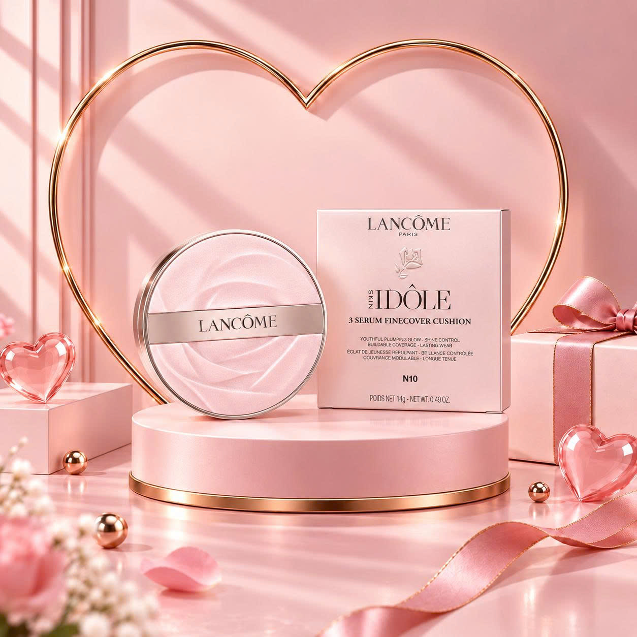 Quà 20/10 – Cushion Lancôme Skin Idôle 3 Serum Fine-Cover – Thế