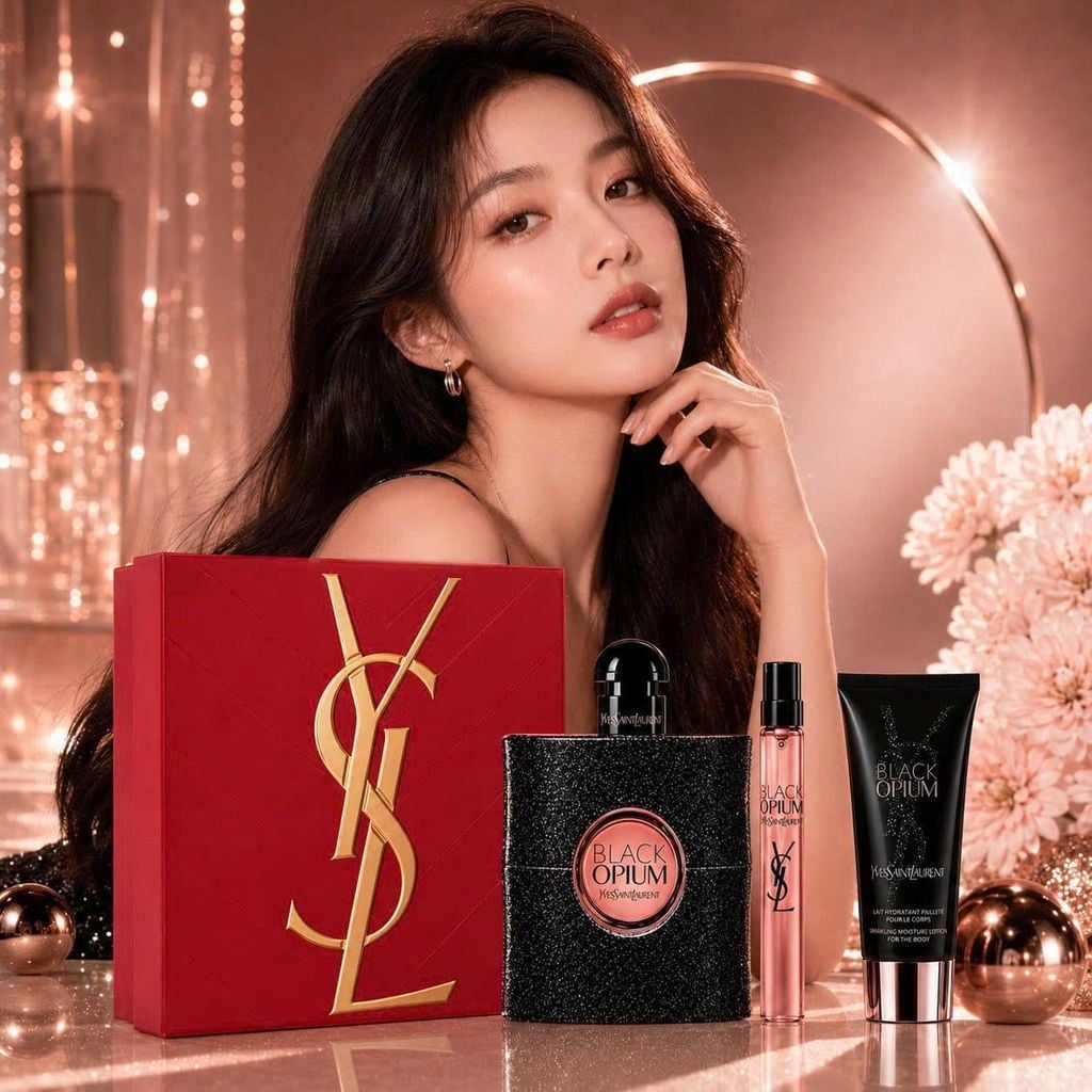 GiftSet Nước Hoa YSL Black Opium EDP (90ML + 10ML + 50ML Lotion)