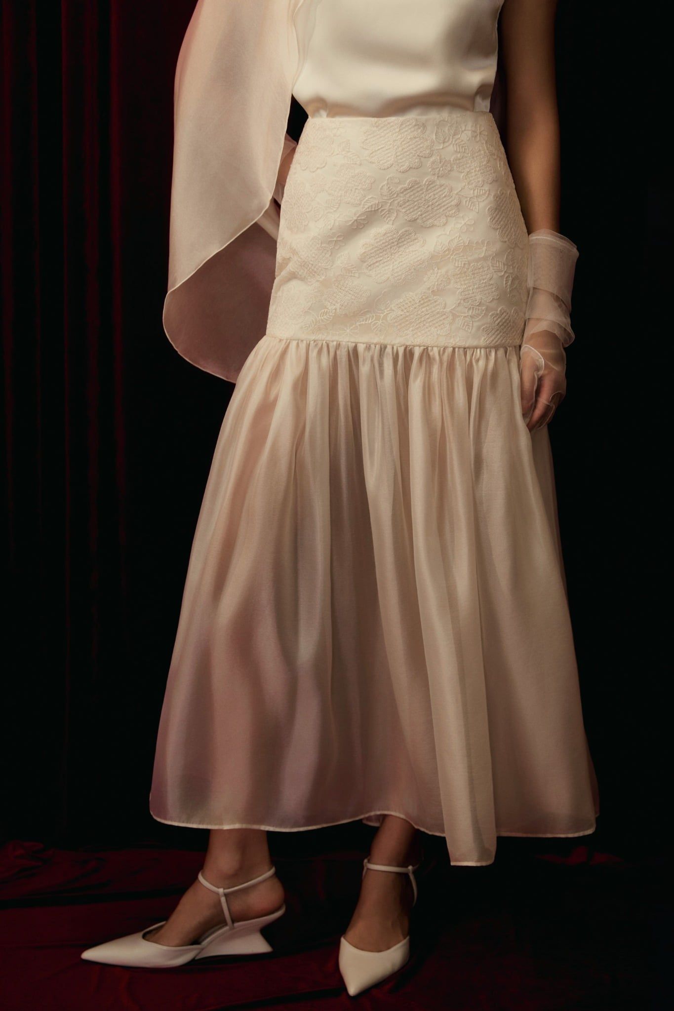 Chân Váy Dài Blossom Texture Dual Layers