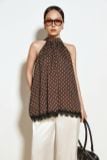 Áo Yếm Chấm Bi Phối Ren Polka Dot Top