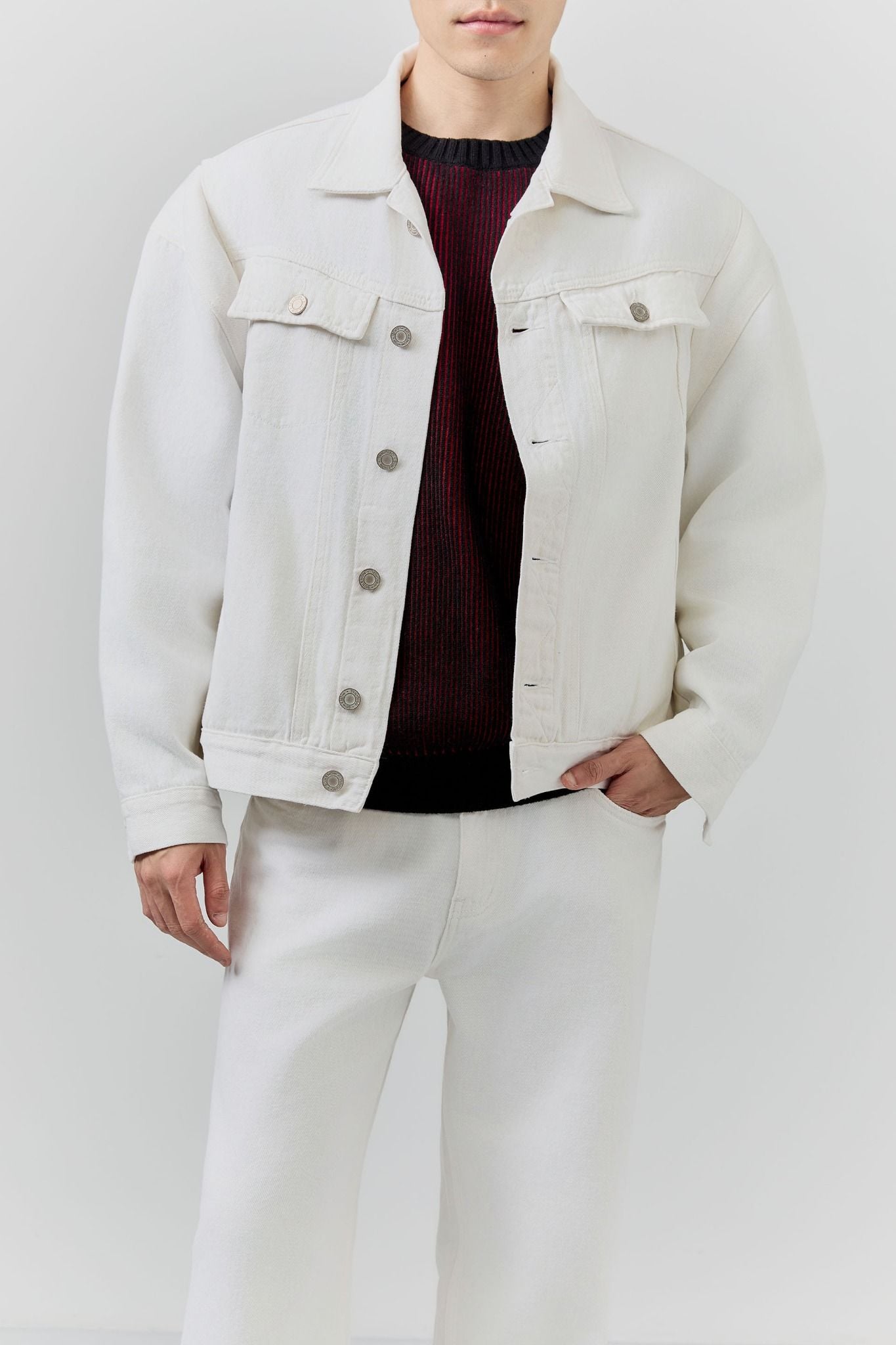 Áo Khoác Relaxed Denim Cấn Rách