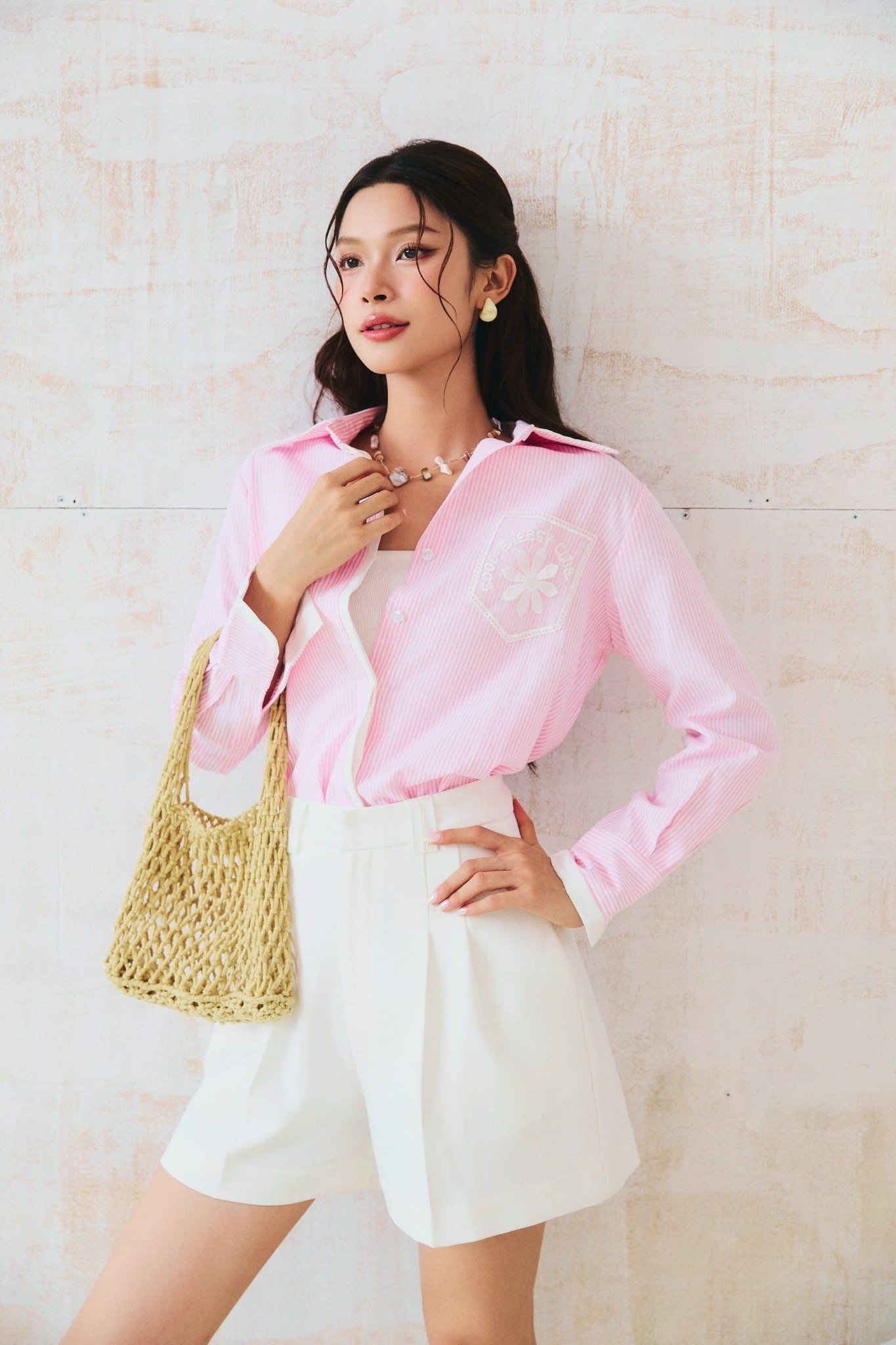 Áo Sơ Mi Stripes White Pocket