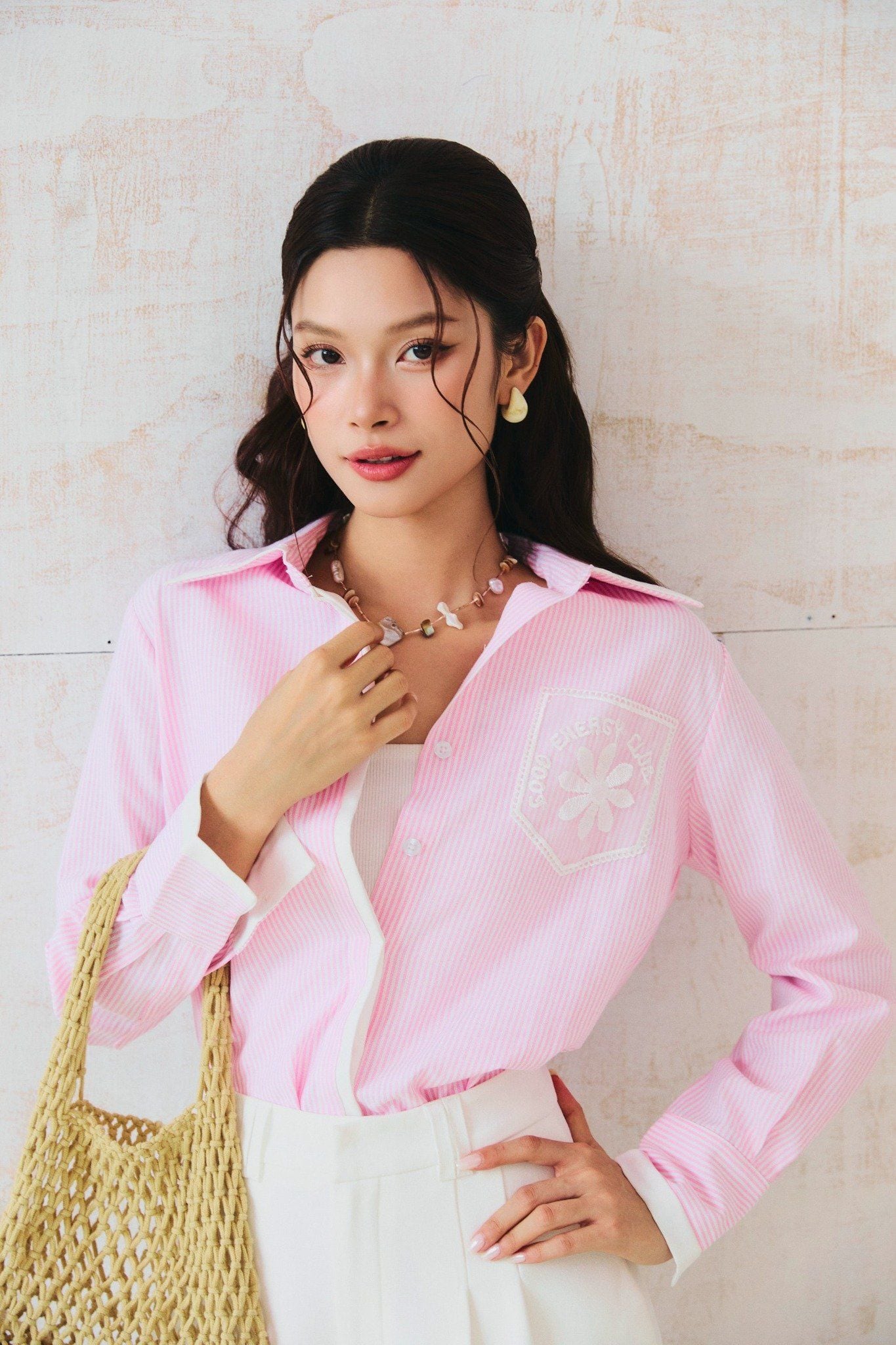 Áo Sơ Mi Stripes White Pocket