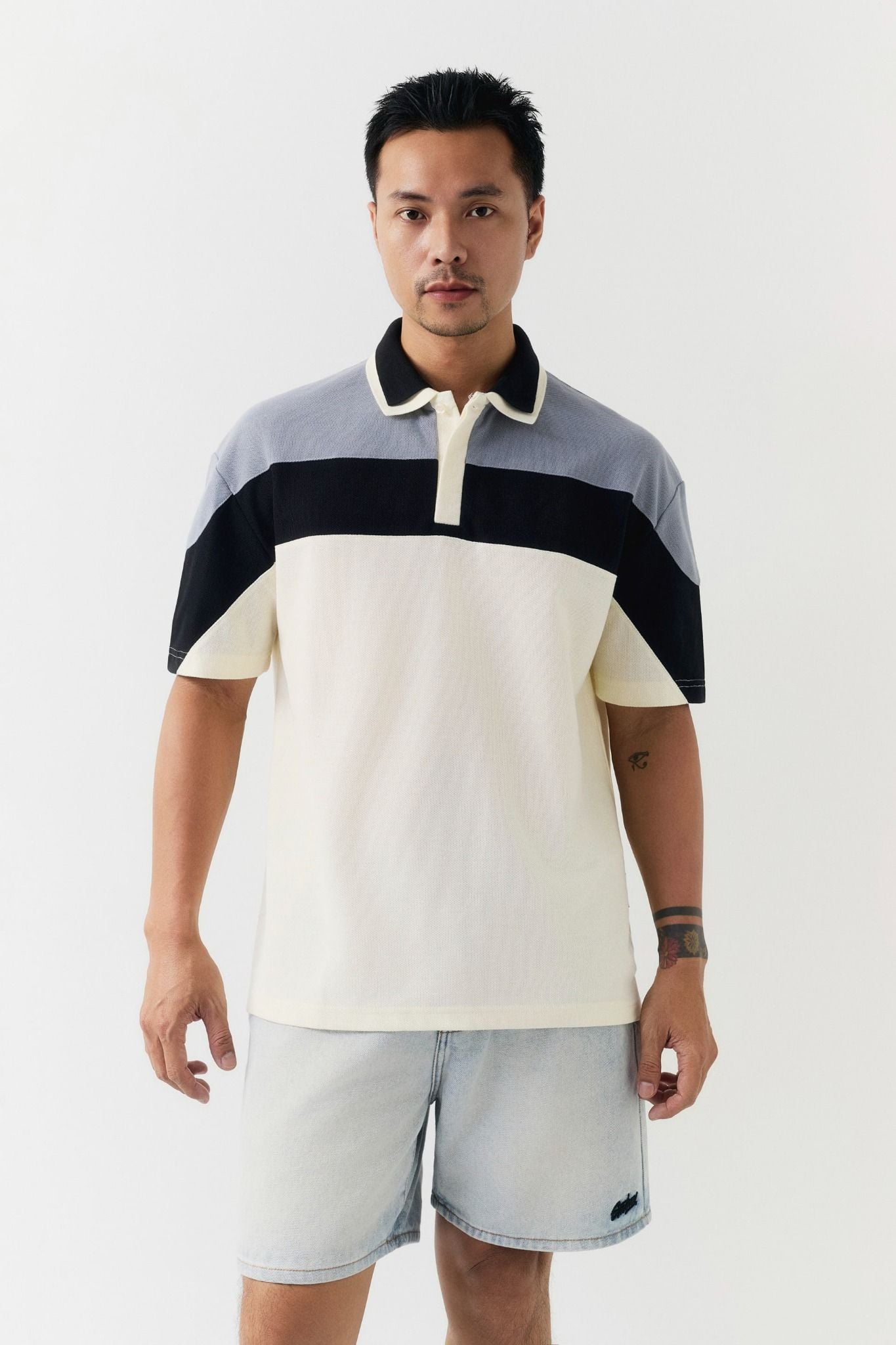 Áo Polo Oversize Cream Collab