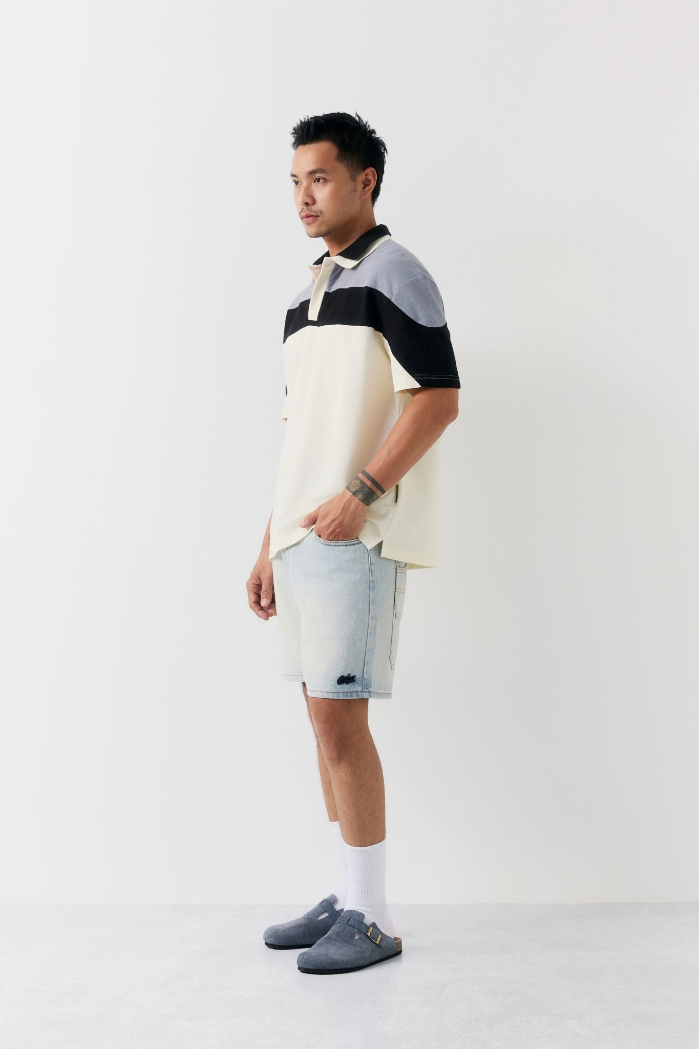 Áo Polo Oversize Cream Collab