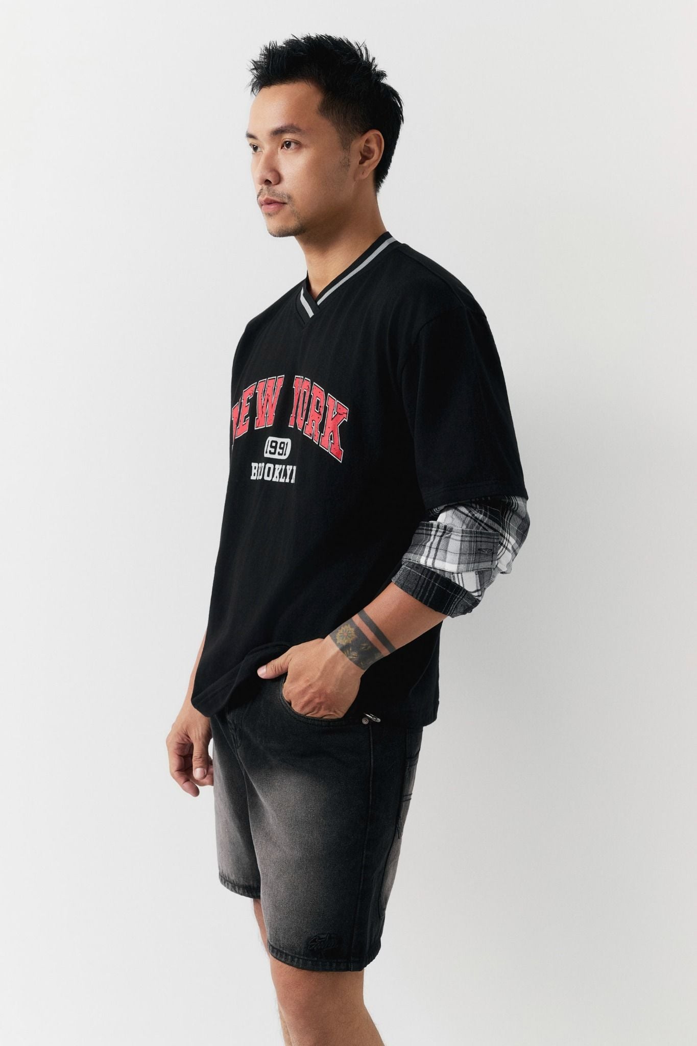 Áo Thun The Checked Sleeves Mix