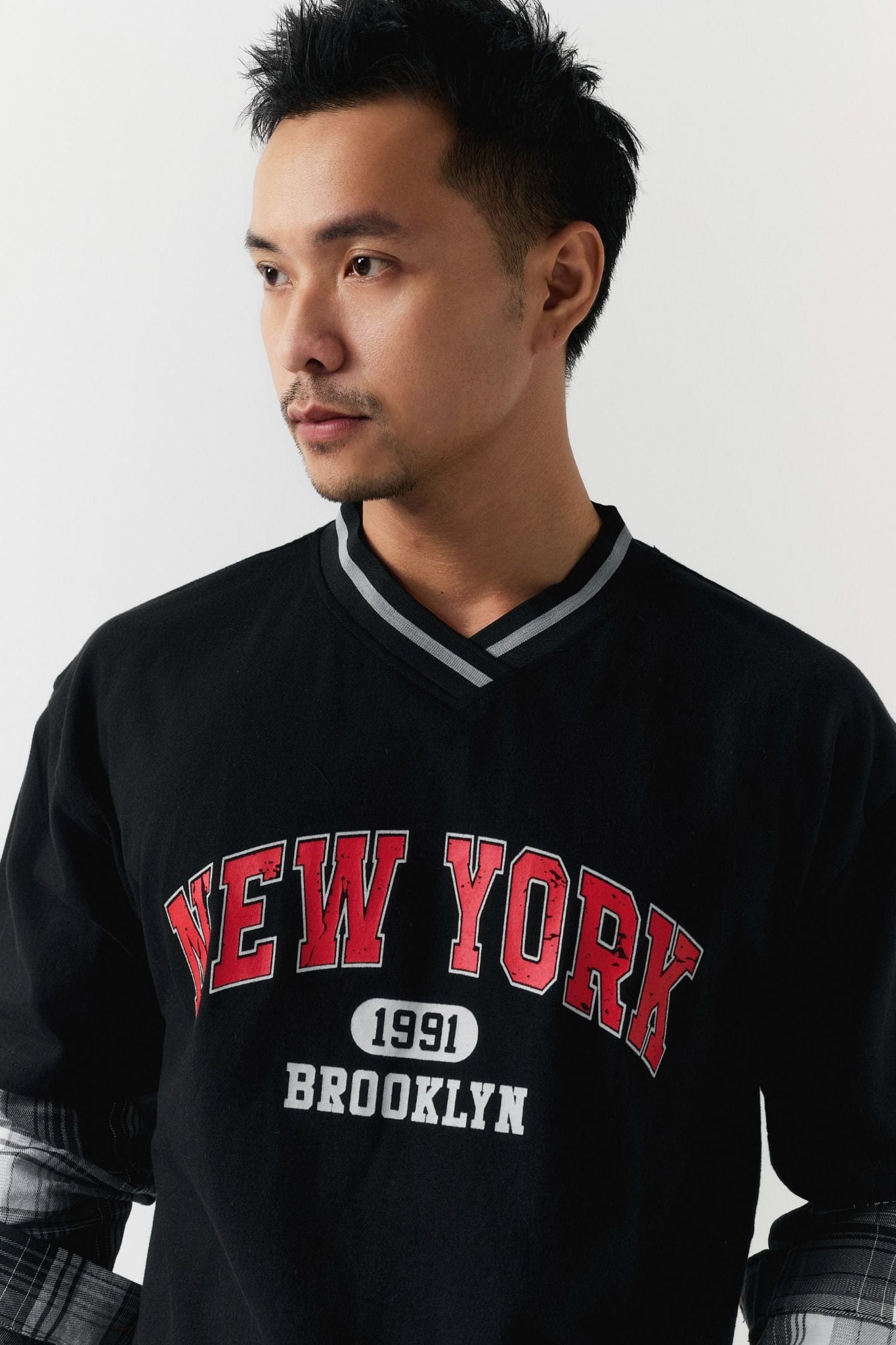 Áo Thun The Checked Sleeves Mix