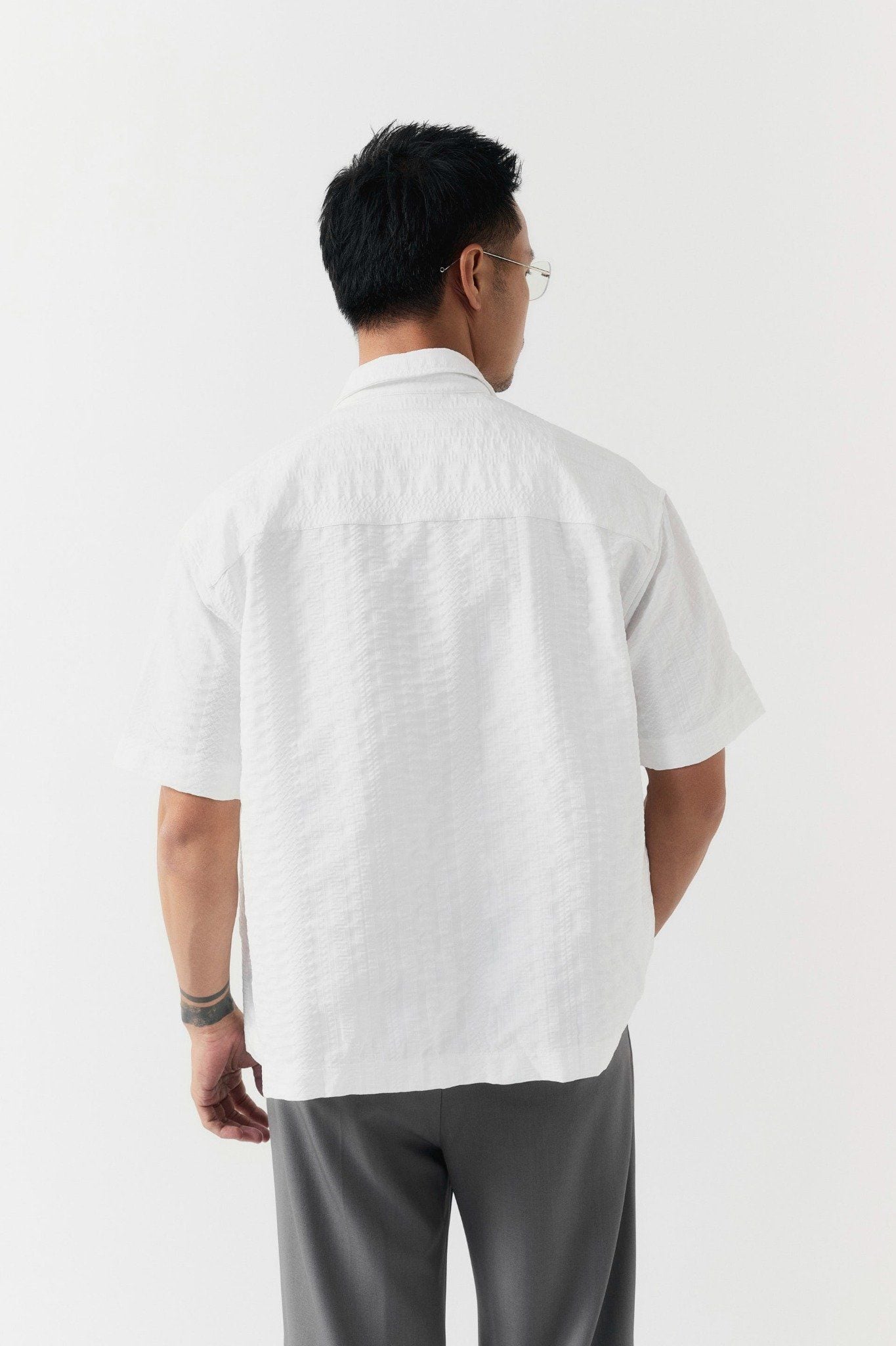 Áo Sơ Mi Boxy Đắp Túi Cotton Blend
