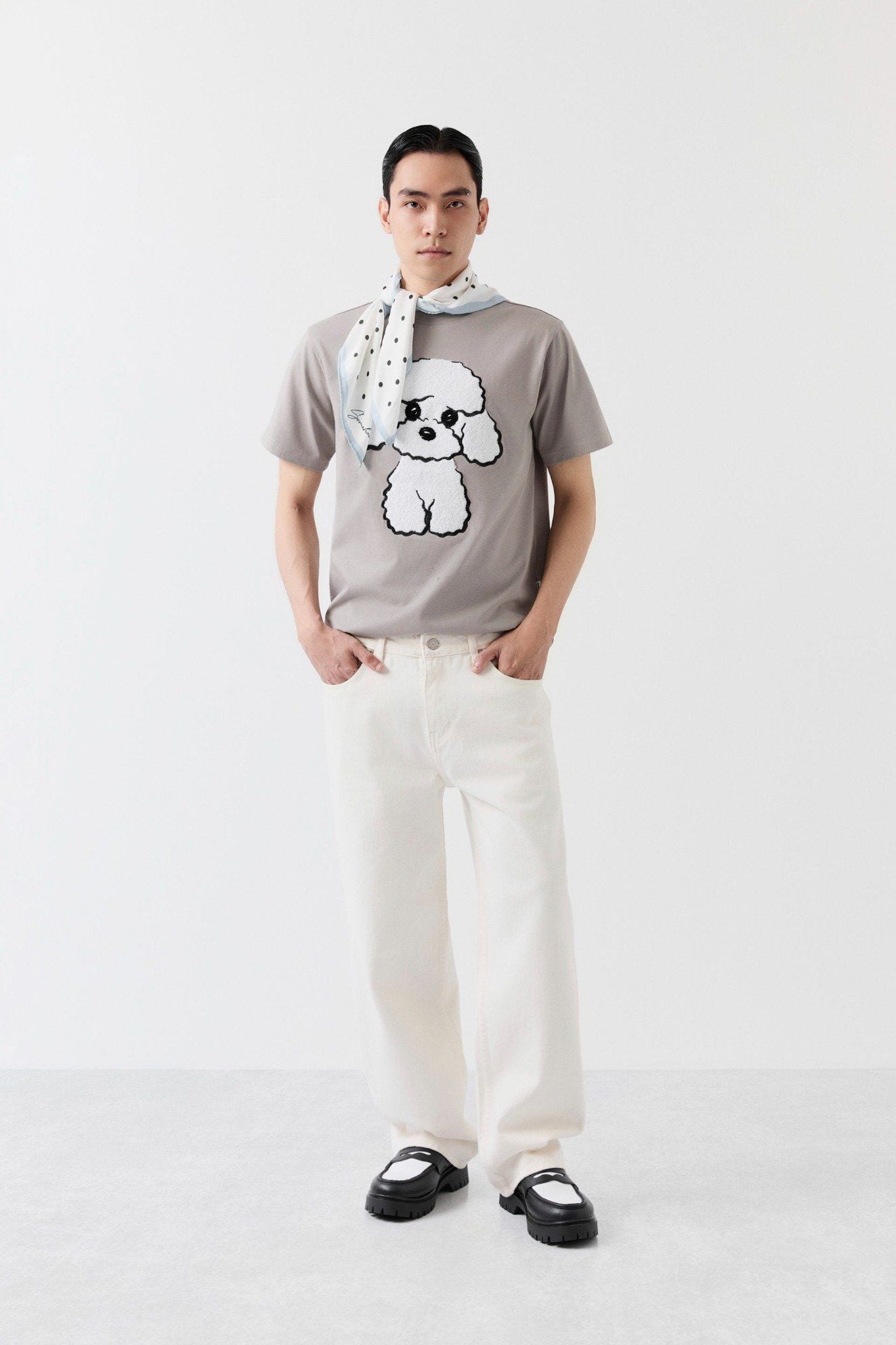 Áo Thun Regular Cool Fab White Poodle