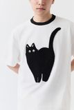 Áo Thun Oversize Thêu Black Cat