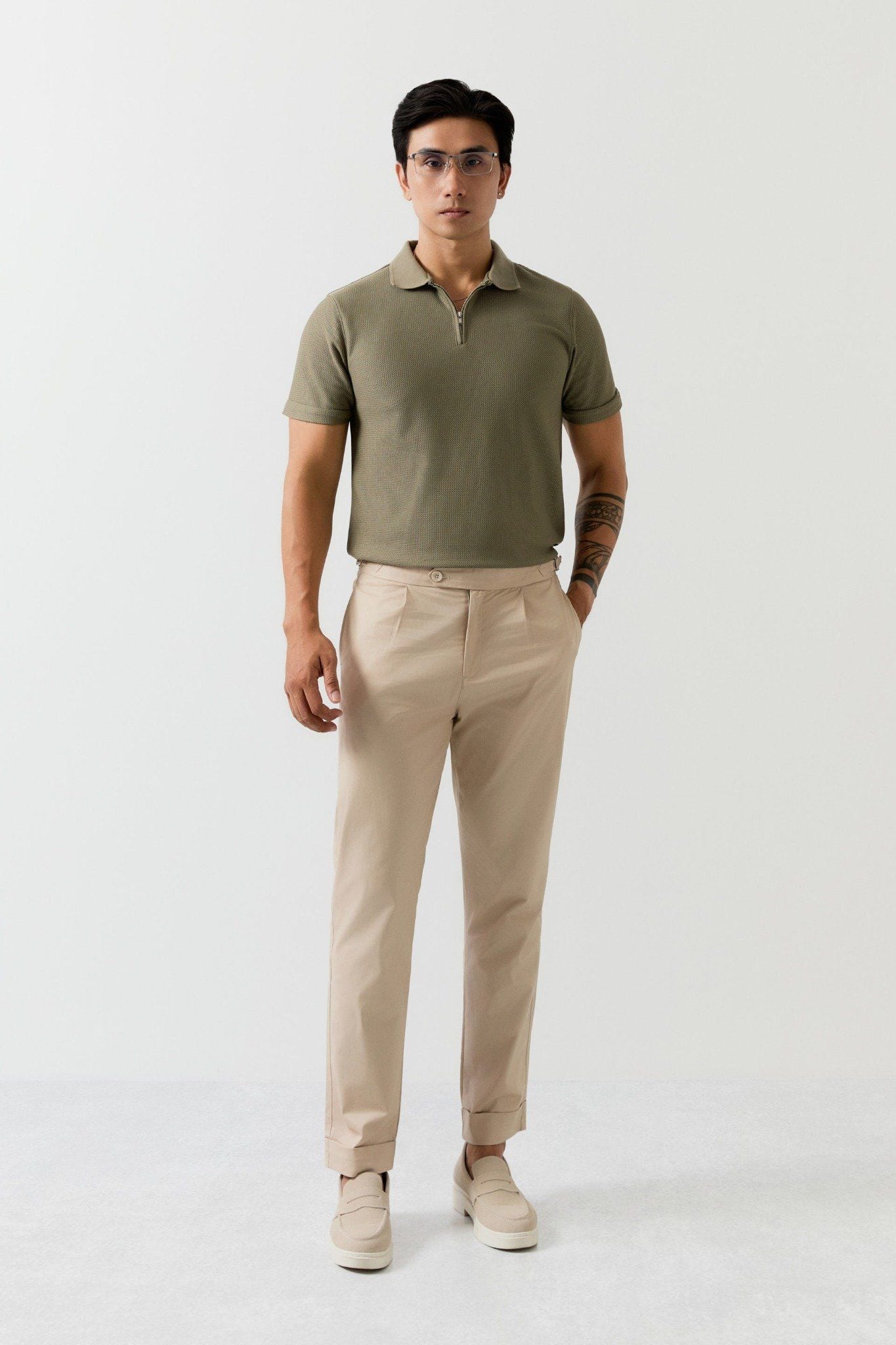 Áo Polo Regular Trụ Zipper Cotton Blend