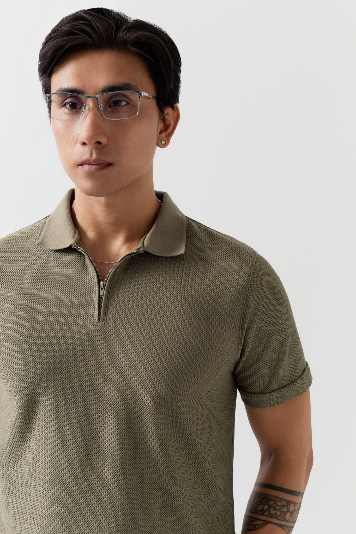 Áo Polo Regular Trụ Zipper Cotton Blend