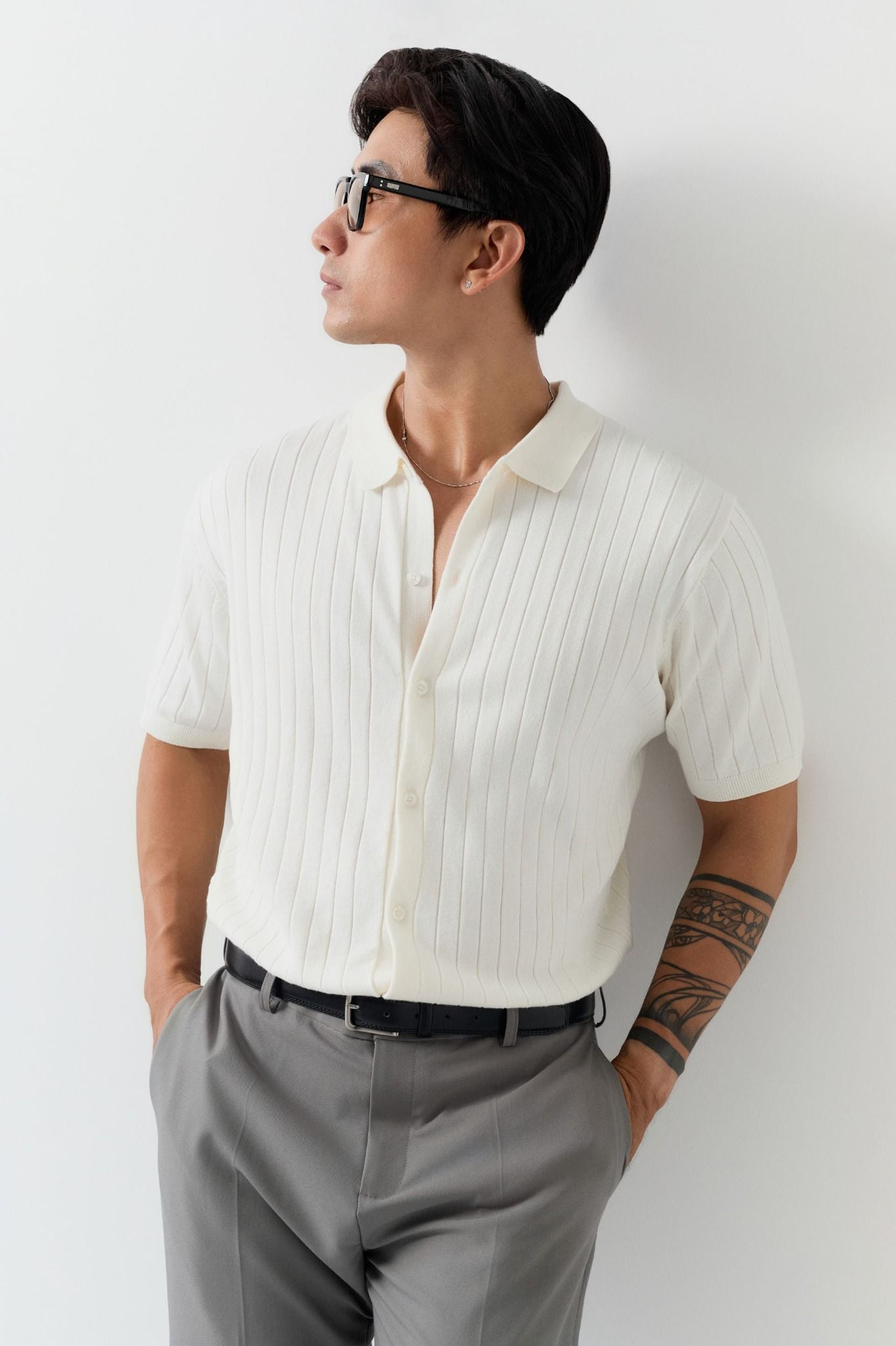 Áo Sơ Mi Kint Textured Stripe