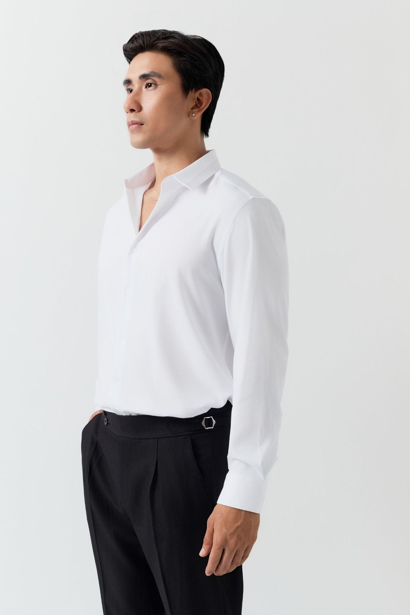 Áo Sơ Mi Relaxed Nylon Satin Black White