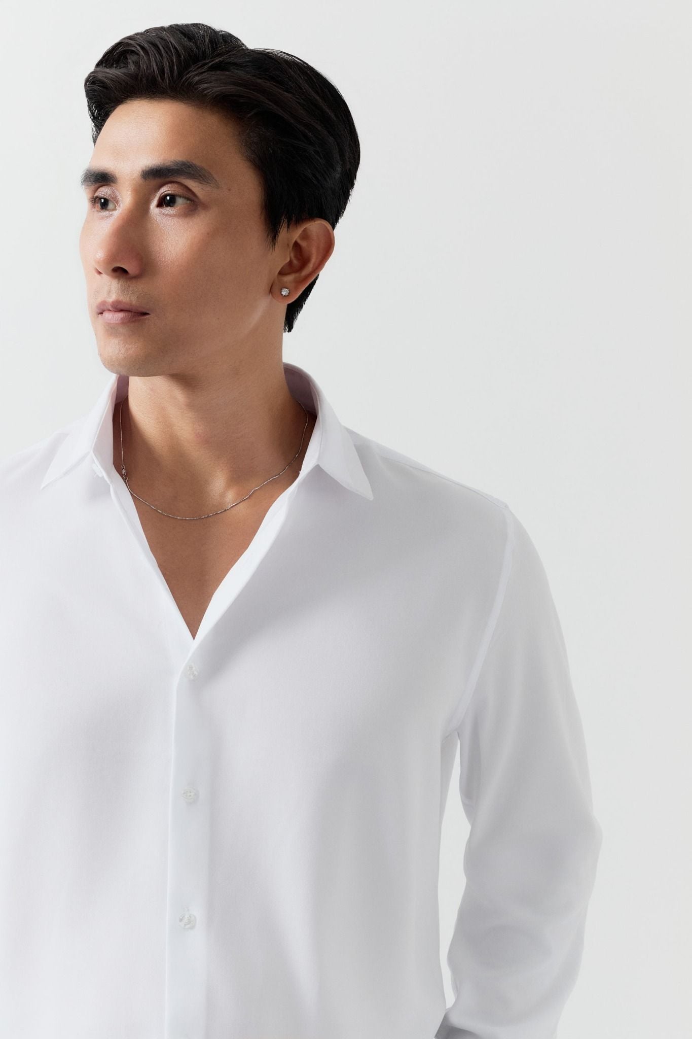 Áo Sơ Mi Relaxed Nylon Satin Black White