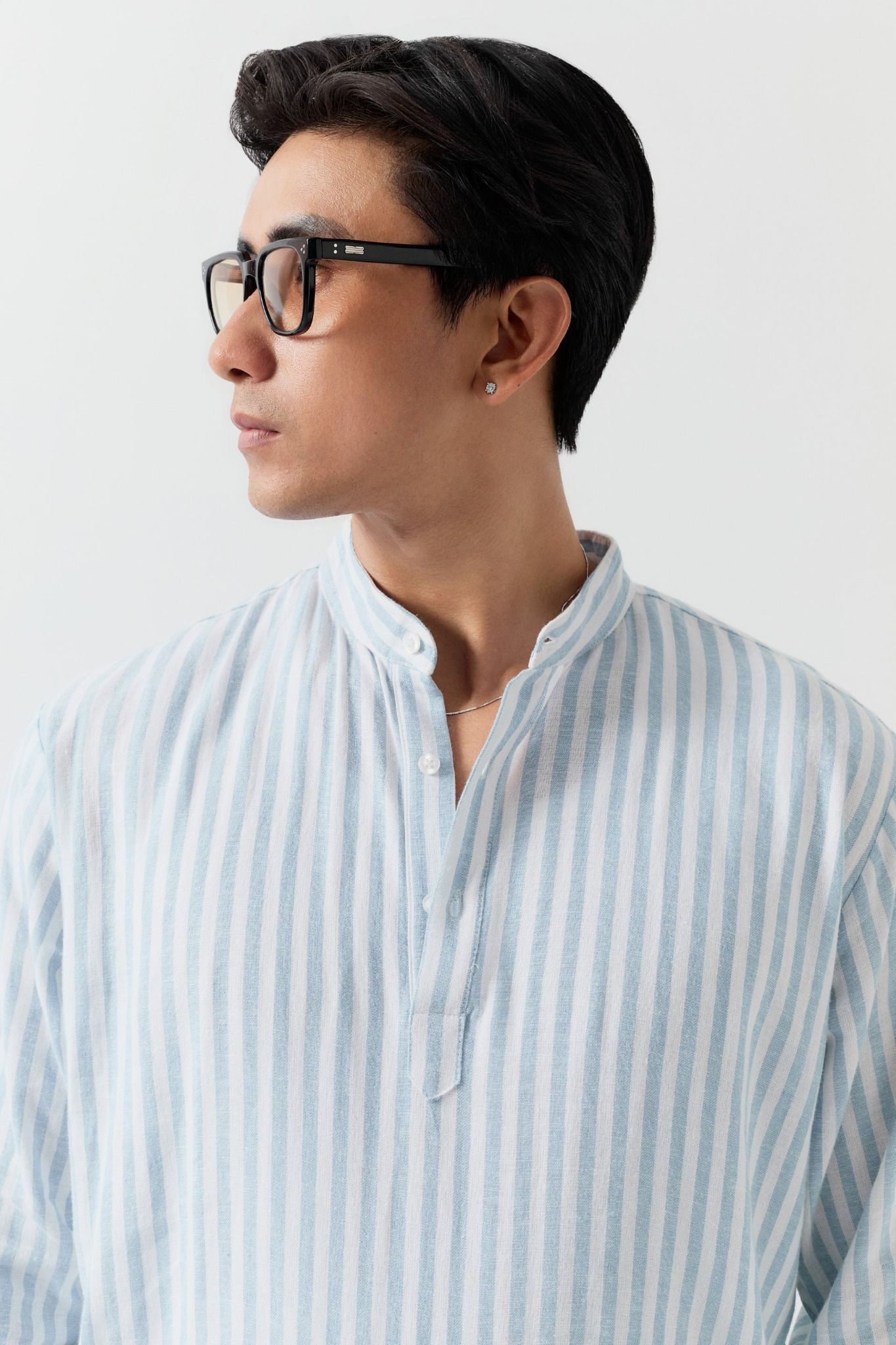 Áo Sơ Mi Relaxed Cổ Trụ Linen