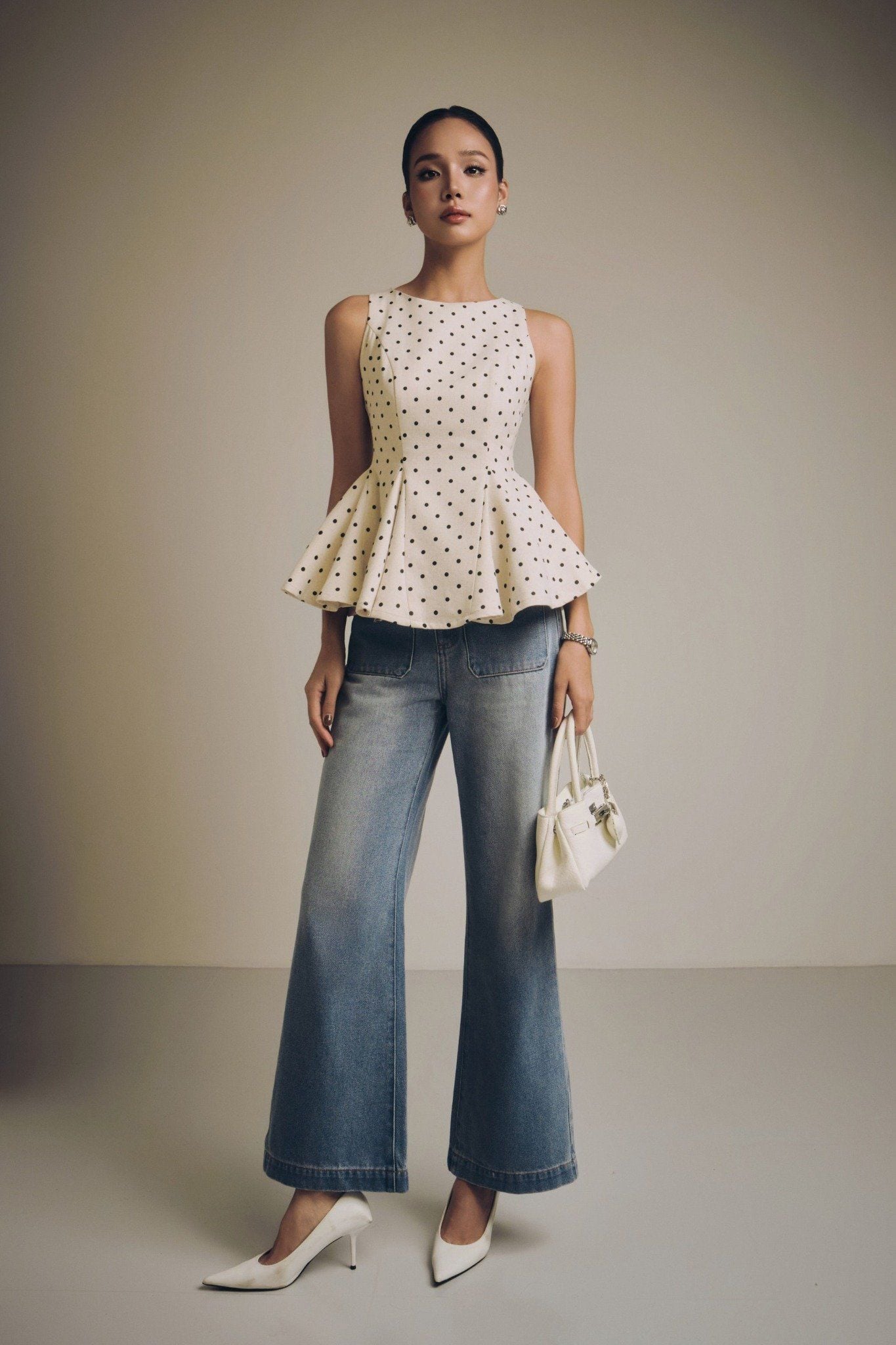  Áo Dotty Peplum Top 