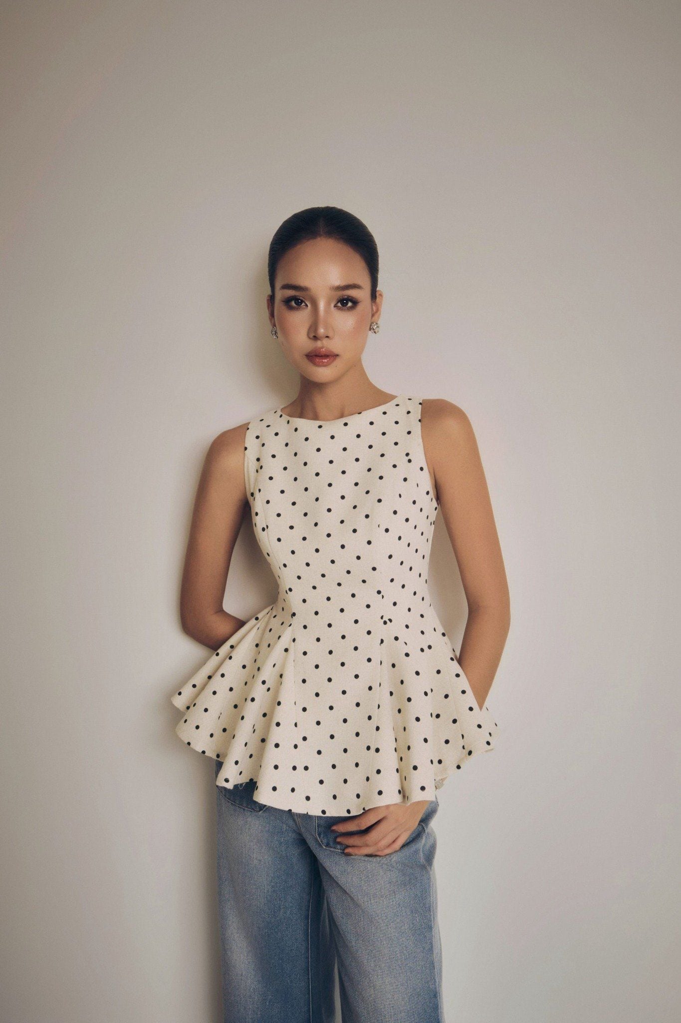 Áo Dotty Peplum Top