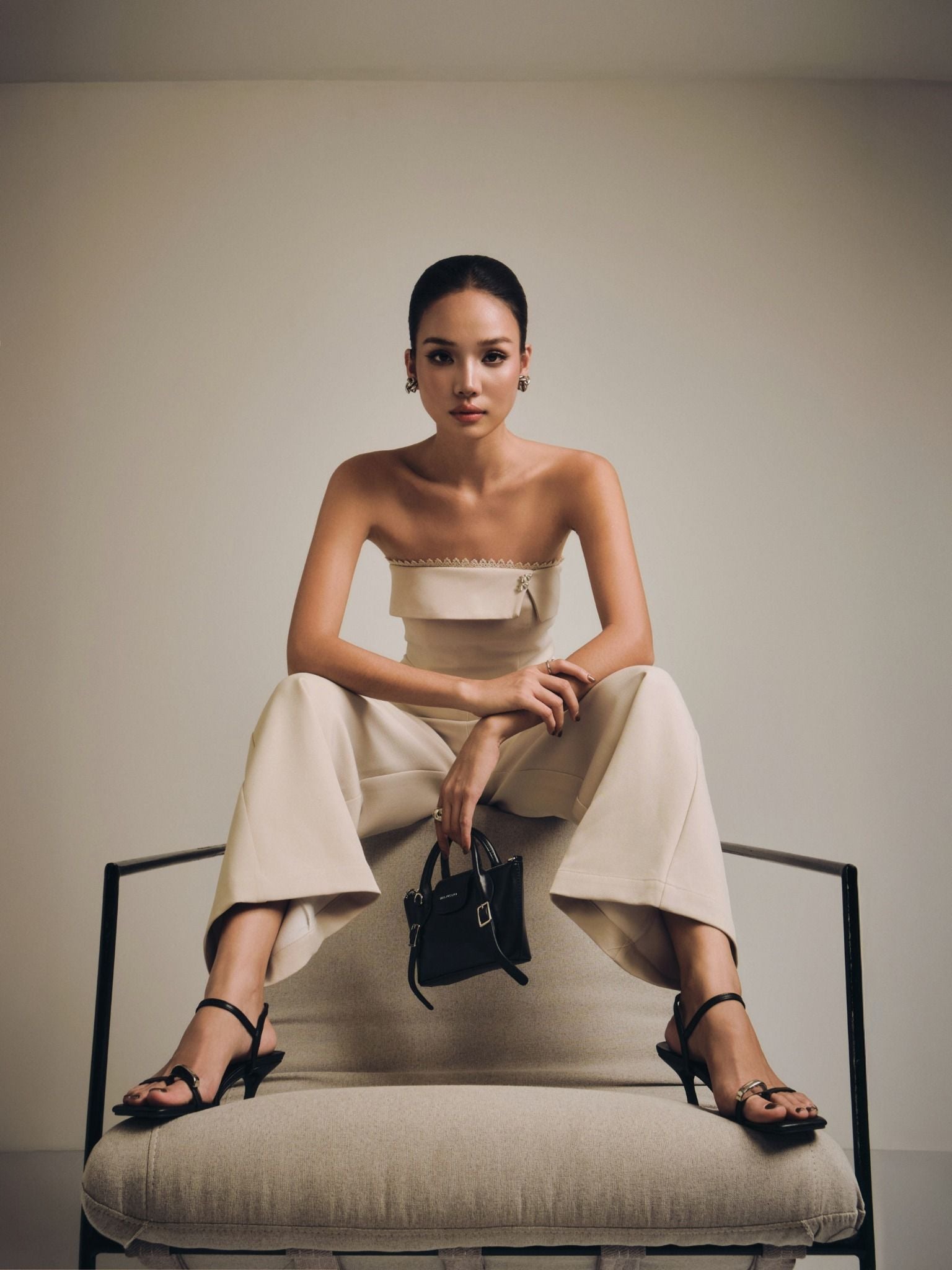 Jumpsuit Strapless Gentle Wide Leg