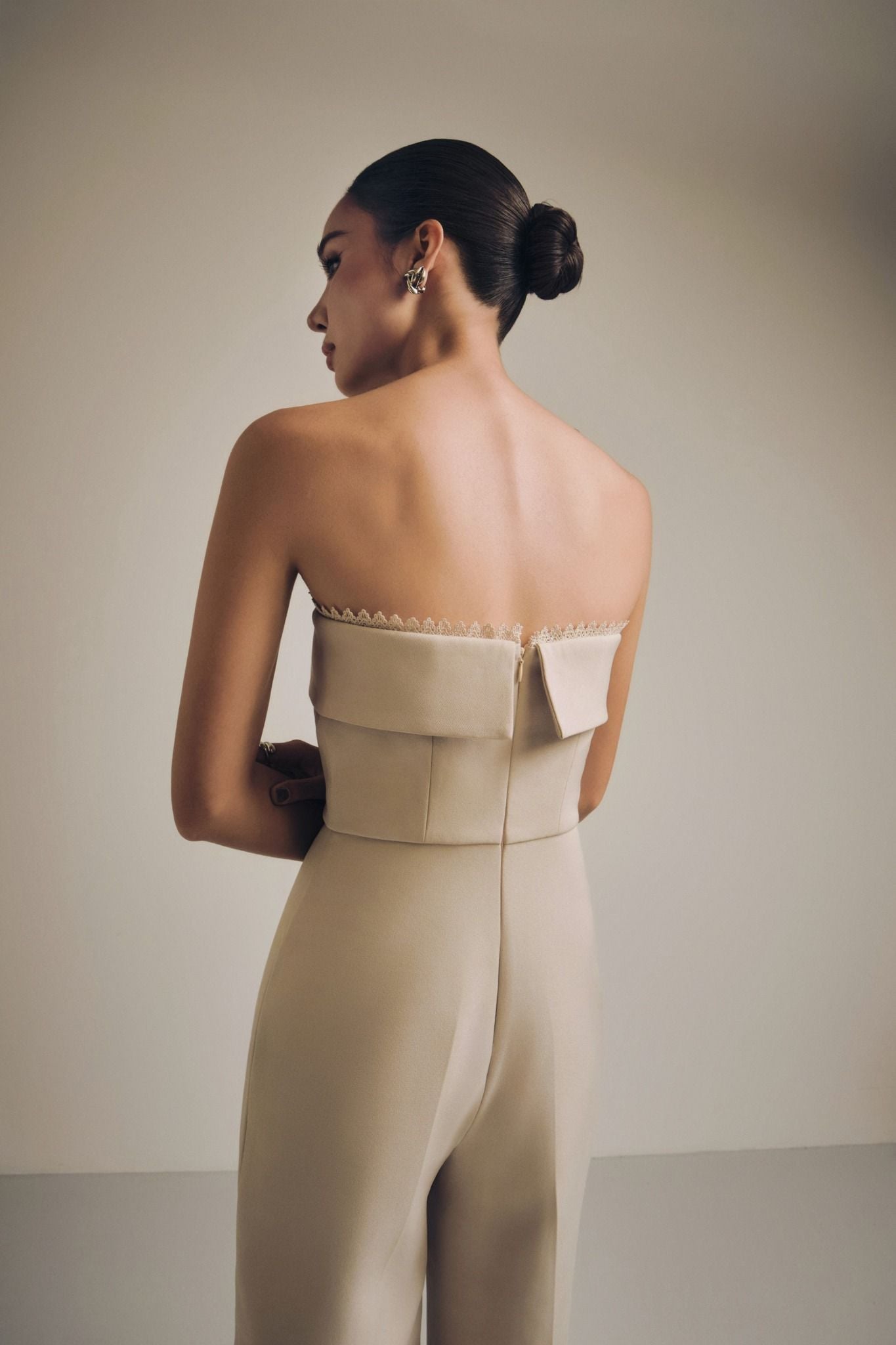 Jumpsuit Strapless Gentle Wide Leg