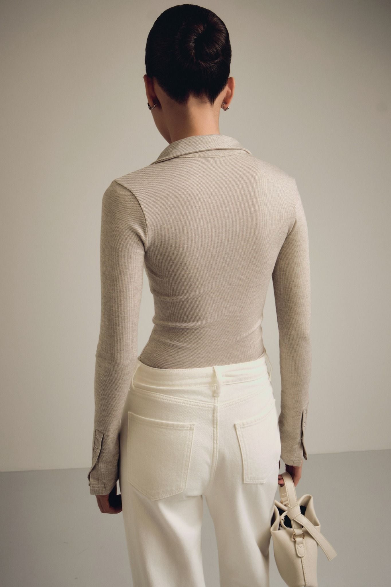 Áo Long Sleeves Collar Vneck Chains