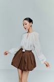 Áo Puff Sleeves Tassel Tie Ruffle