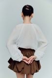 Áo Puff Sleeves Tassel Tie Ruffle