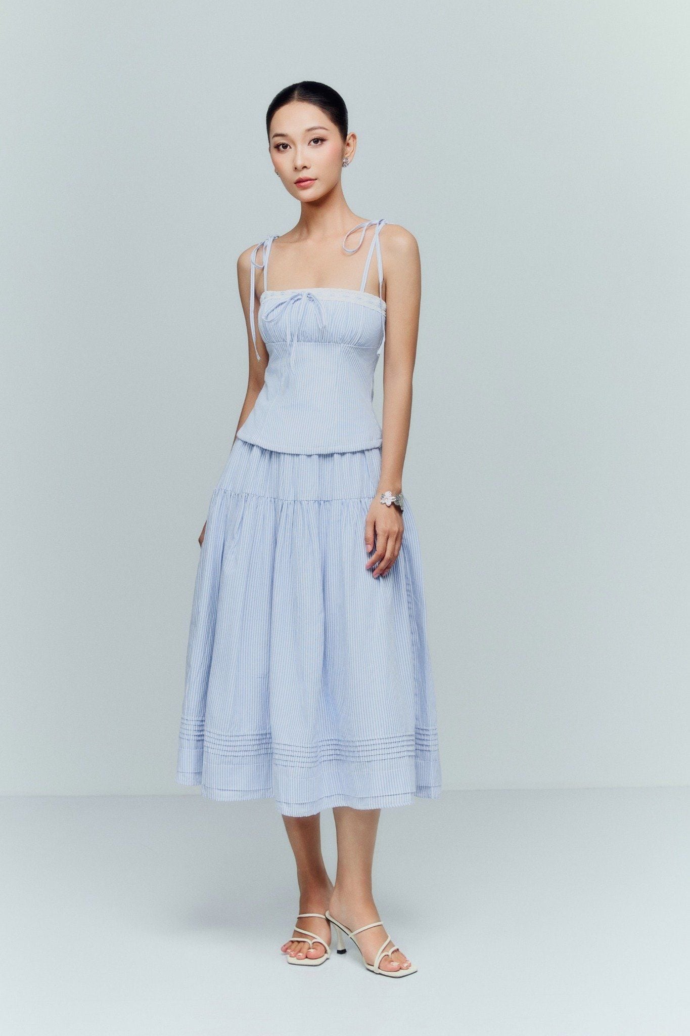 Áo Pinstripe Corset Cami