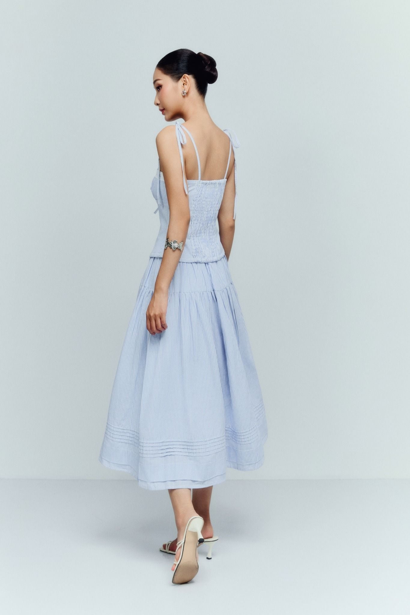  Chân Váy Dài Pinstripe Flowy 