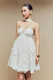 Đầm Ngắn Ivory Strapless Ruffle
