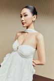 Đầm Ngắn Ivory Strapless Ruffle