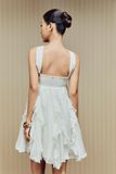 Đầm Ngắn Ivory Strapless Ruffle